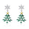 Серьги-колокольчики со стразами Christmas Bells для женщин, легкая роскошь, разноцветные, элегантные, с подвесками в виде зеленого дерева и снежинки, подарок на Новый год