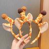 Headband Anti-Slip Soft Plush Fabric Cartoon Sika Deer 3D Ears Design Headband Face Washing Makeup Hair Hoop Hair Accessory