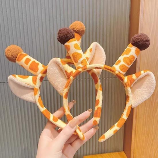 Headband Anti-Slip Soft Plush Fabric Cartoon Sika Deer 3D Ears Design Headband Face Washing Makeup Hair Hoop Hair Accessory