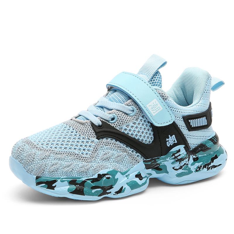 28-40 Детские Большие Размеры Модные Толстые Подошвы Fly Woven Камуфляжные Кроссовки Для Бега Спортивная и Повседневная Обувь