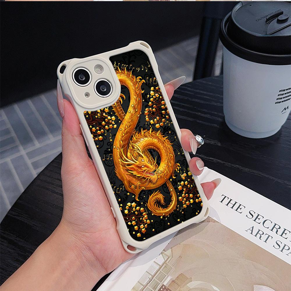 Ae77 Dragon Design Art Soft Phone Cases for iPhone 16 15 14 13 12 11 Pro Max 7 8 Plus XR XS Max with Wrist Strap Lanyard Corner Protection Back Cover