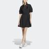 Lotso Bear Co-Branded Collection Pure Color Sporty Polo Collar Pullover Short Sleeve Dress Women Dress Black IP4022
