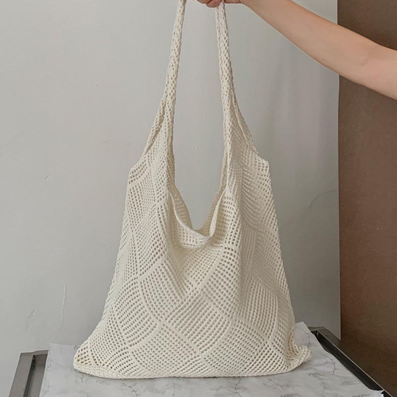Вязаная сумка-тоут большой вместимости, вязаная сумка через плечо для покупок