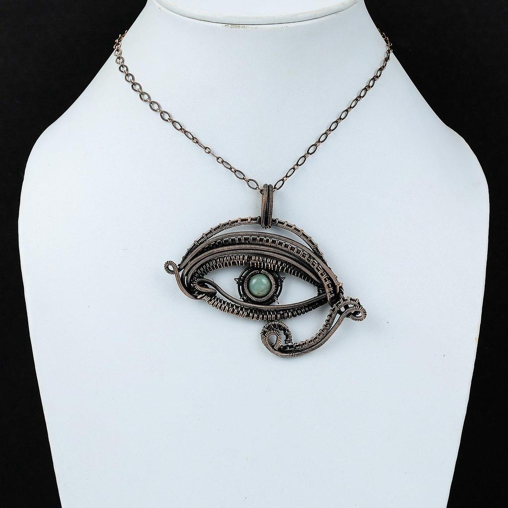 Подвеска Аквамарин Глаз Дьявола, обернутая медной проволокой, Ювелирное изделие ручной работы, Подвеска из натурального драгоценного камня, Медное украшение, Изящная подвеска, Подарок для него