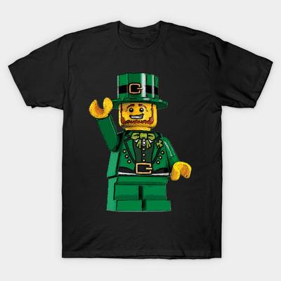 Мужская черная футболка с принтом Lego Лепрекон Печать на трансферной бумаге без вырезания Хлопковая футболка