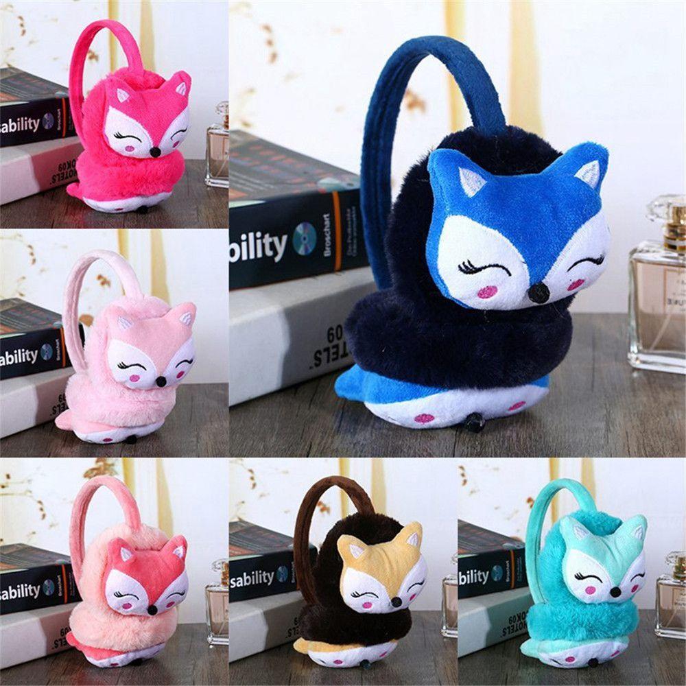 Men Women Adjustable Soft Cartoon Fox Thick Warm Earmuffs Ear Protection Ear Warmers Ear Cover