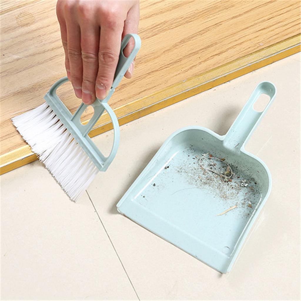 Mini Broom and Dustpan Set PP Desktop Cleaning Brush with Small Dust Pan for Desk Housekeeping