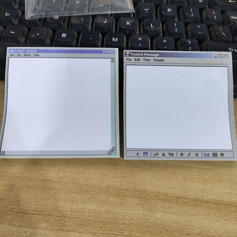 50Pages Retro Computer Drawing Tool Pattern Sticky Notes Creative DIY Notes Sheets for Student Notes Office Message XKBQB02