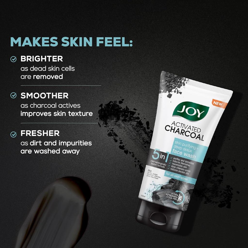 JOY Активированный уголь пенка для умывания для жирной кожи 100 мл x2 | Глубокое очищение, контроль жирности и удаление черных точек