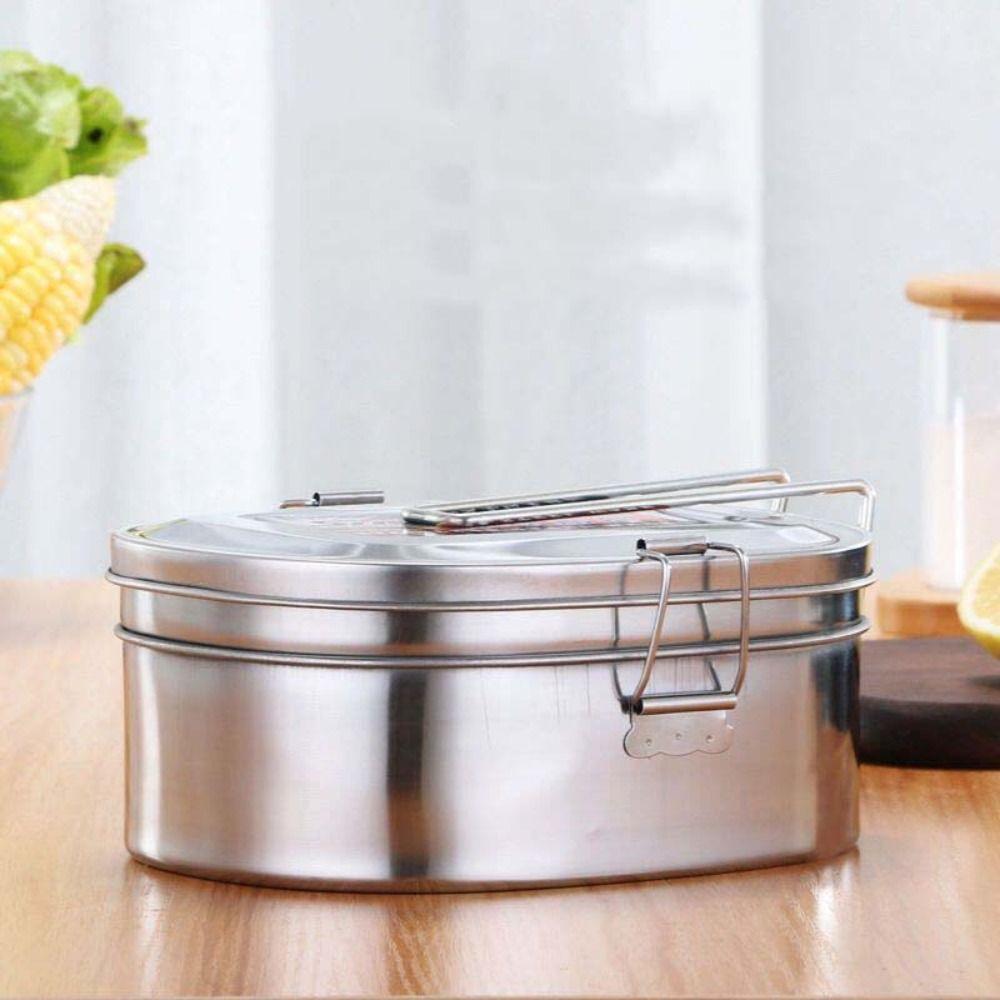 Foldable Handle Food Container 1/2 Layer Food Storage Box Stainless Steel Lunch Box  Canteen