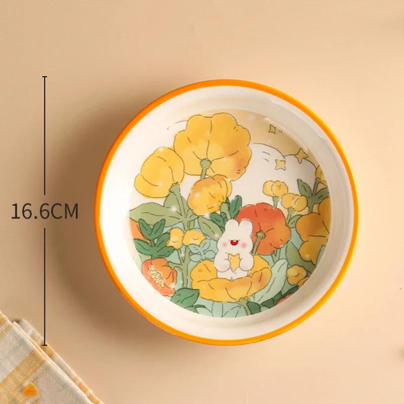 Creative Cartoon Ceramic Plate Sweet Cute Afternoon Tea Dessert Plates Home Breakfast Yogurt Oatmeal Bowl Delicious Ramen Bowls