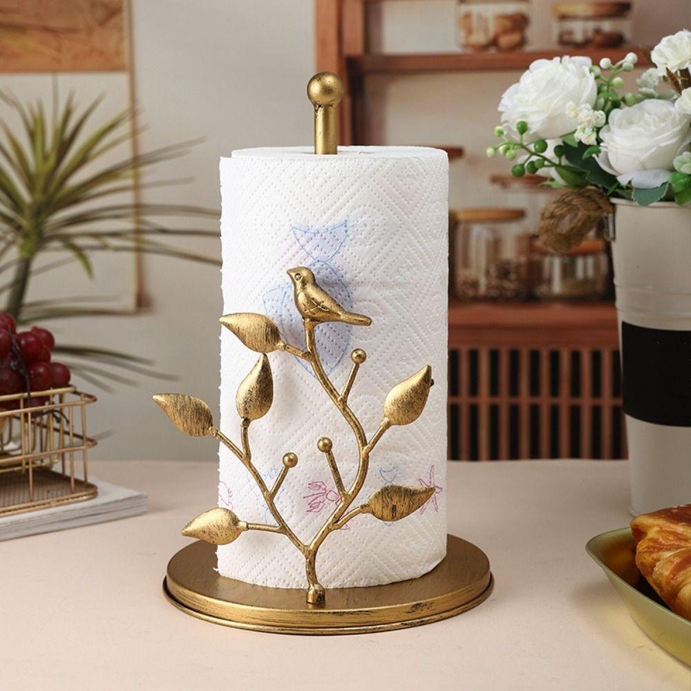 Rose Shaped Roll Paper Towel Holder Ginkgo Leaf Tissue Stand Tissue Storage Rack for Kitchen