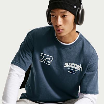 Unisex Nike Sportswear T Shirts Men's Thunder Blue Crew Neck Moderate