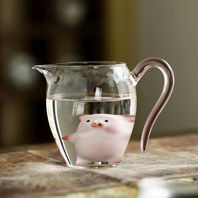 Bubbling Tea Pet Piggy Cartoon Ceramic Tea Cup Little Pig Spit Bubbles Water Mug Funny Gift Home Decoration Tea Accessories