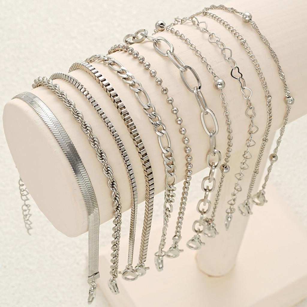 iF ME 6 шт./компл. серебряные браслеты с цепочкой в ​​виде змеи в форме сердца, винтажный набор браслетов для женщин, аксессуары, ювелирные изделия