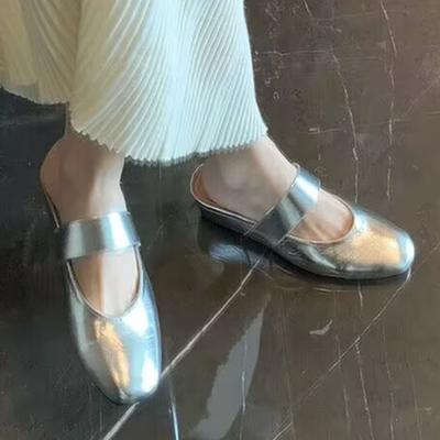 2024 Новые модные однотонные женские тапочки летние квадратные носки на низком каблуке универсальные яркие женские туфли с булочкой Zapatos Mujer