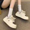 Thick-soled Heightening Little White Shoes Women's 2024 New Spring Popular Women's Shoes Versatile Sports and Leisure Leather Board Shoes