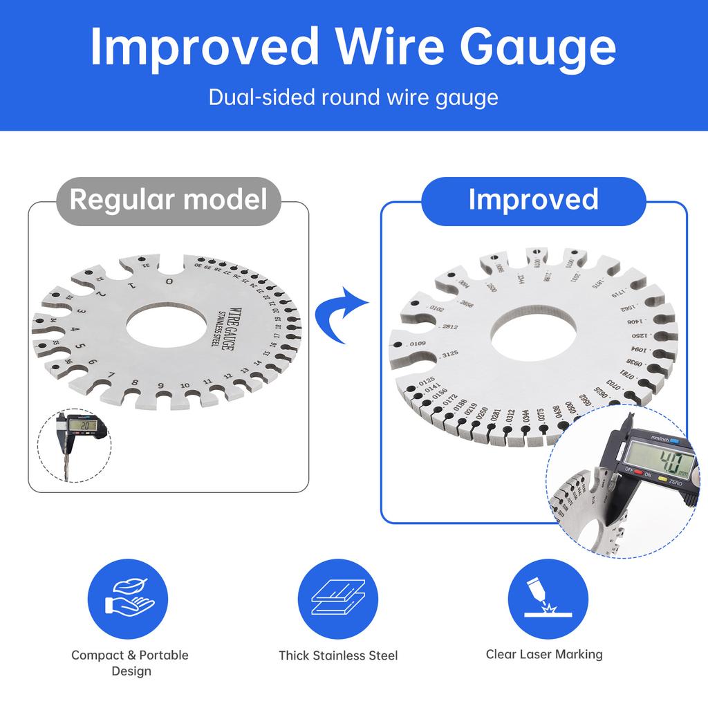Stainless Steel Dual Sided Wire Gauge 4mm Thickness 0-36 Range Heavy Duty Precision Tool