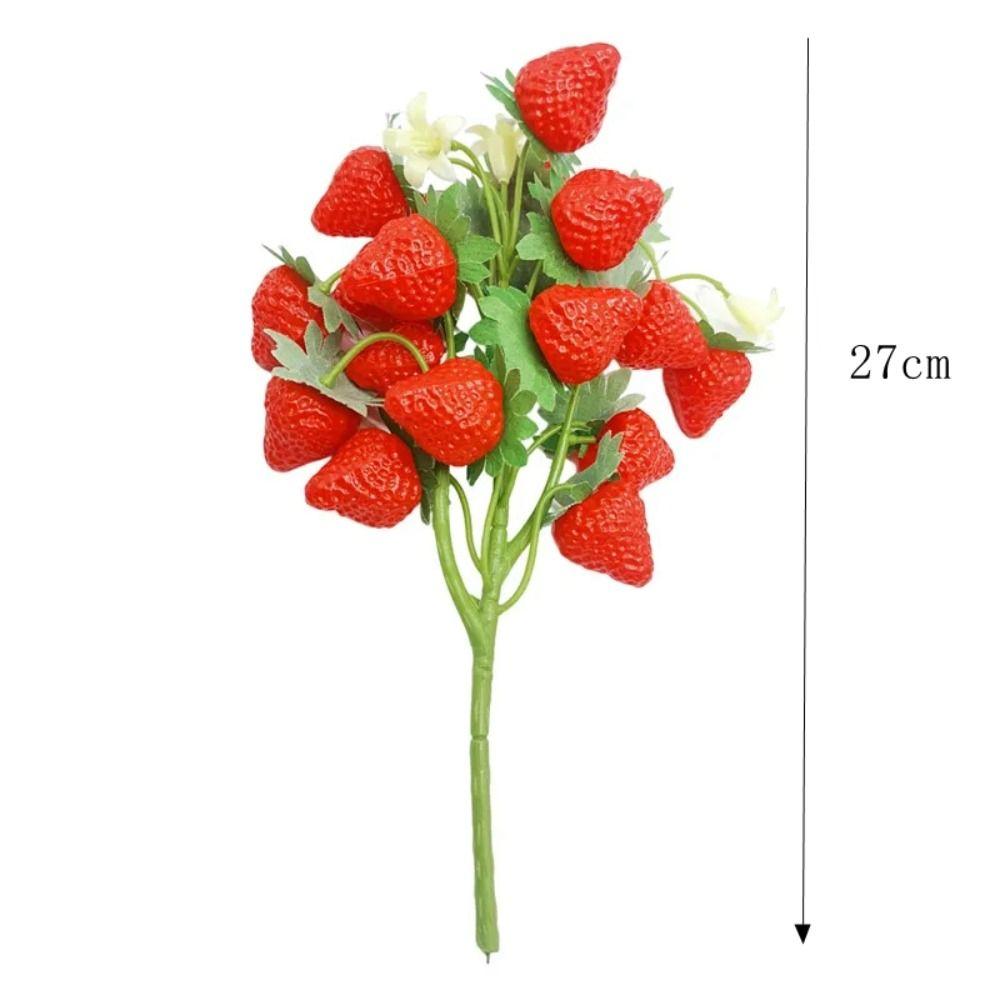 Lifelike Artificial Strawberry Berry Branch Plastic Simulation Plant Fruit Table Center Layout