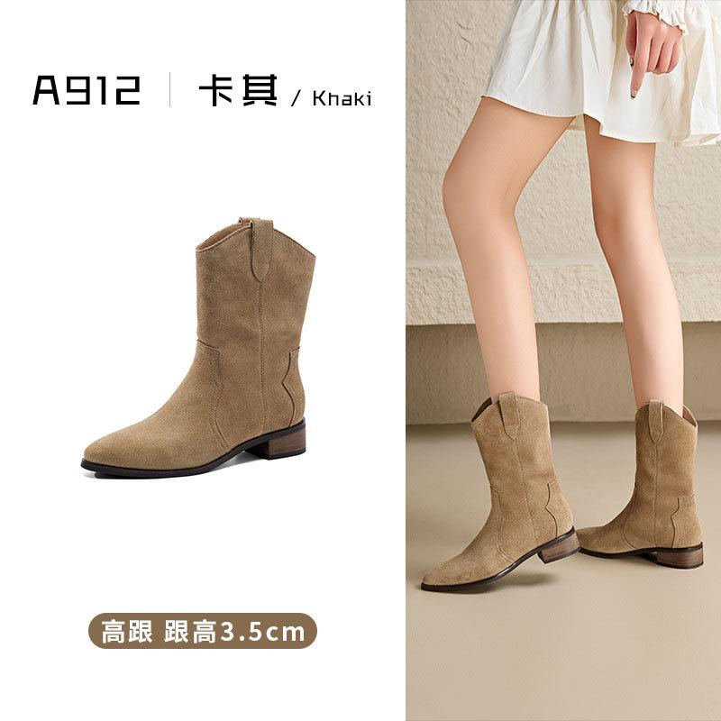 Женские сапоги из натуральной кожи, ретро-сапоги в рыцарском стиле, короткие остроносые ковбойские сапоги в стиле вестерн, женская обувь осень-зима Botas De Mujer