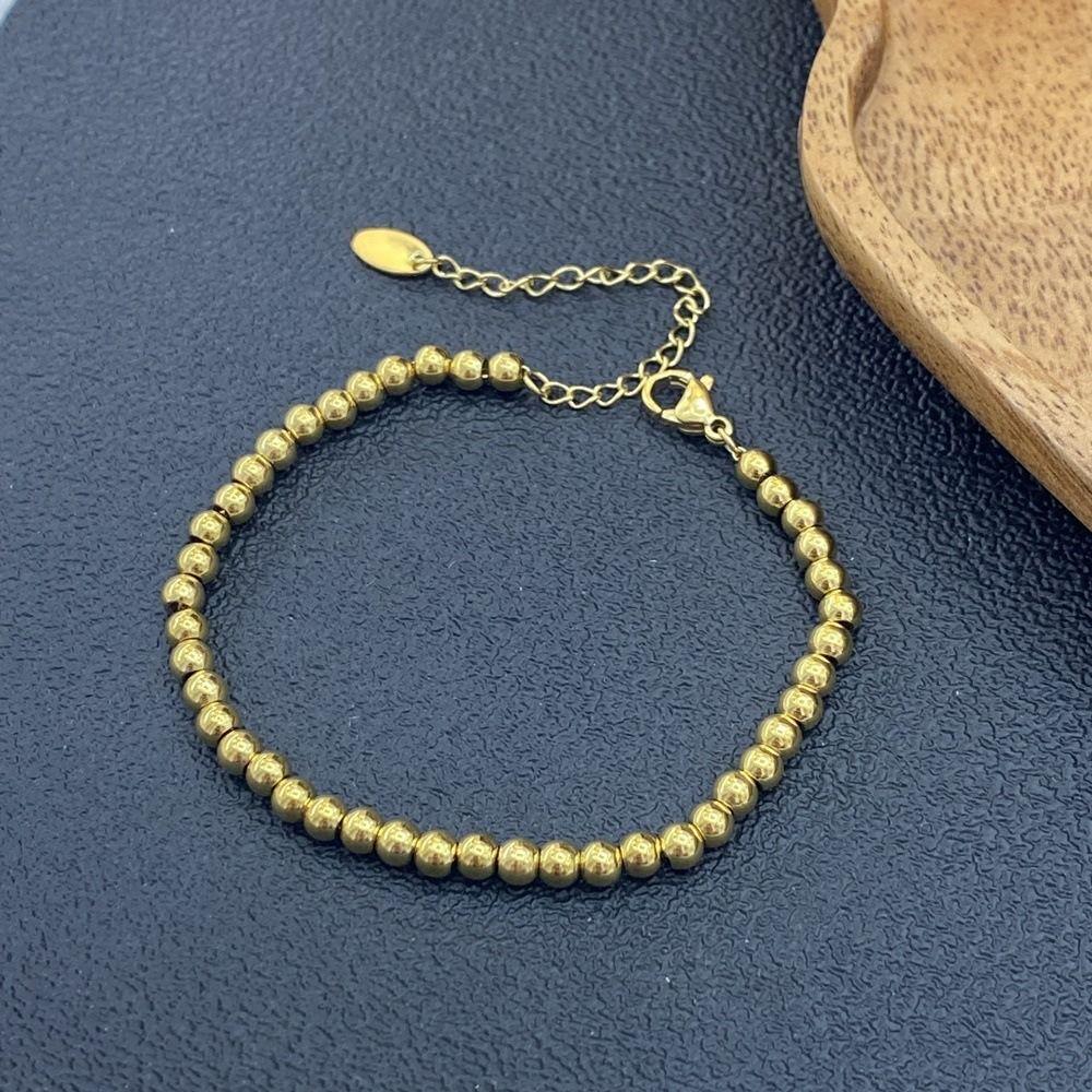 Round Gold-plated Necklace Oriental Charm Golden Hand Chain Aesthetic Bead Bracelet Couple