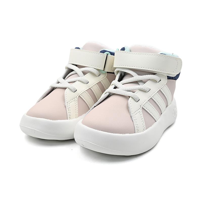 adidas Grand Court Удобные Прочные Теплые Высокие Кроссовки для Ходьбы Детская Обувь Розовый JR2582