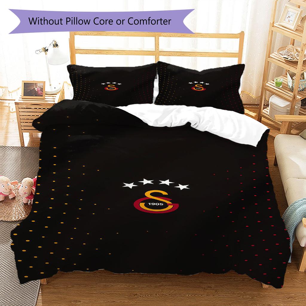 Galatasaray Crest Bedding Quilt Set Quilt Cover Pillowcase Home Decoration Birthday Gift (1 * duvet cover + 2 * pillowcase, without core)