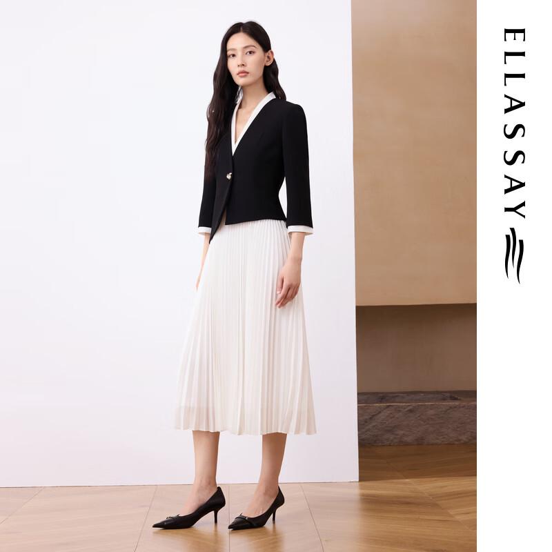 ELLASSAY Женское платье-костюм с V-образным вырезом, color-block, имитация двойки