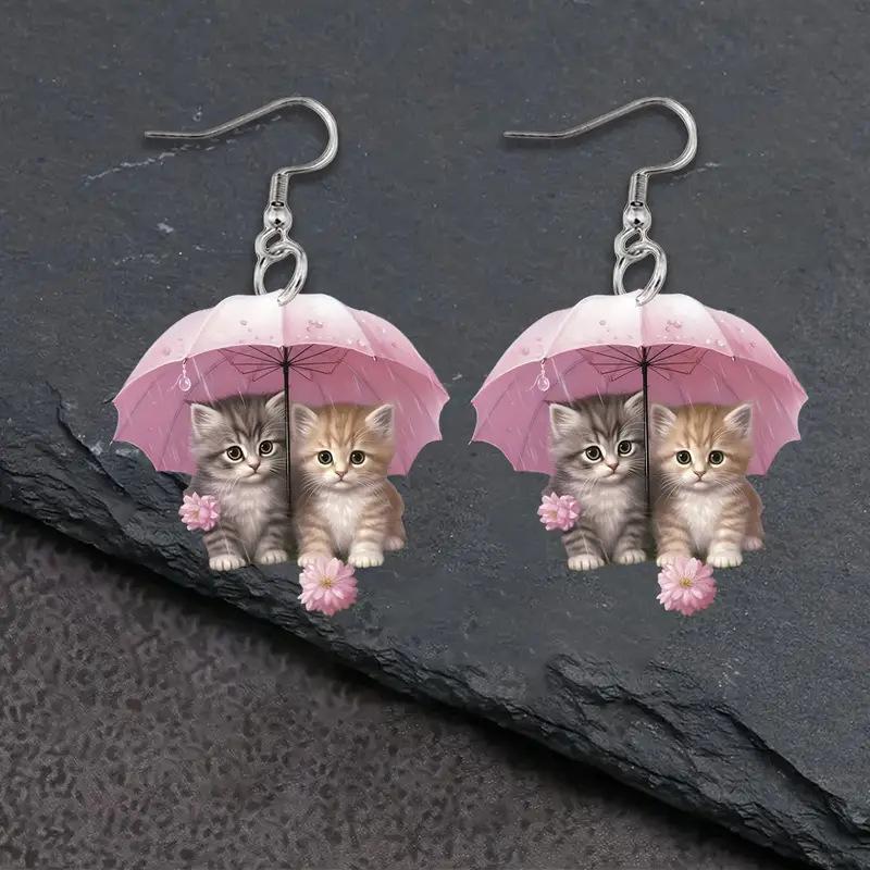 Серьги-подвески с котенком в мультяшном стиле для женщин