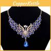 Изысканное ретро-ожерелье с павлином и разноцветными серьгами-гвоздиками, набор ювелирных изделий со стразами
