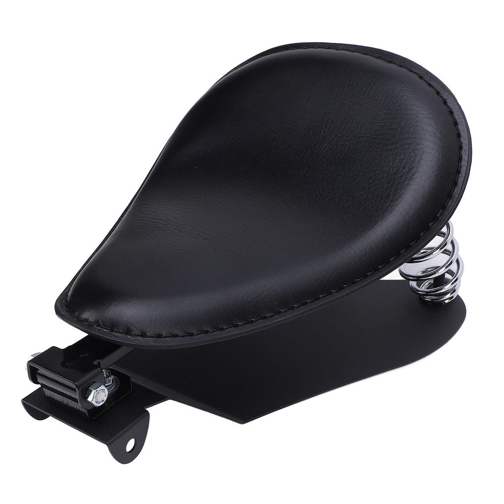 Motorcycle Solo Seat with Spring Bracket Kit Faux Leather Strong Support Universal Fit for Retro Motorcycle Black
