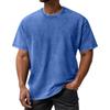 Men's Summer Retro Washed Round Neck Distressed Top Loose Short-sleeved T-shirt