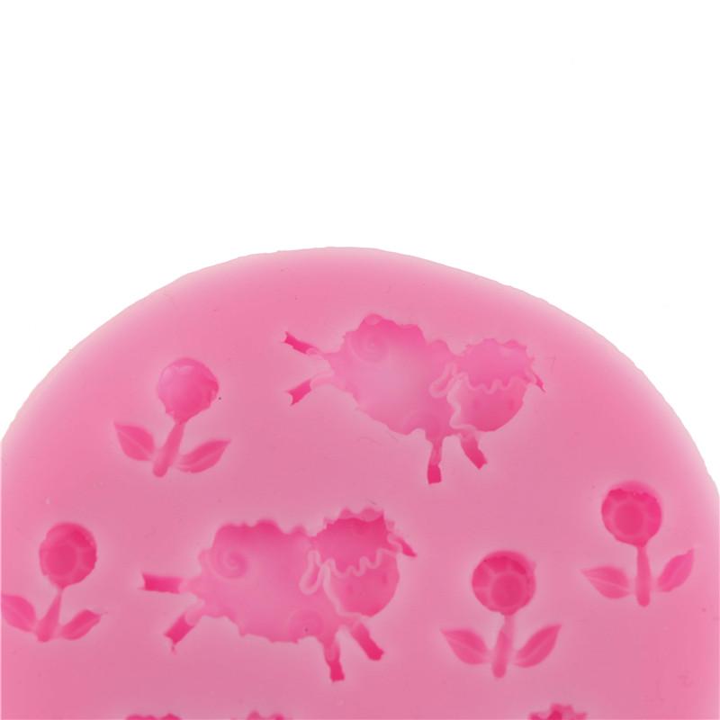 Животное Овца и Цветок Подсолнух Силиконовая помадка 3D Форма для торта Конфеты Шоколадное украшение