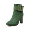 Size 32-43 Girls Boots Women High Heel Ankle Boots Fashion Suede Belt Buckle Round Head Winter Zipper Boots Female Party Shoes