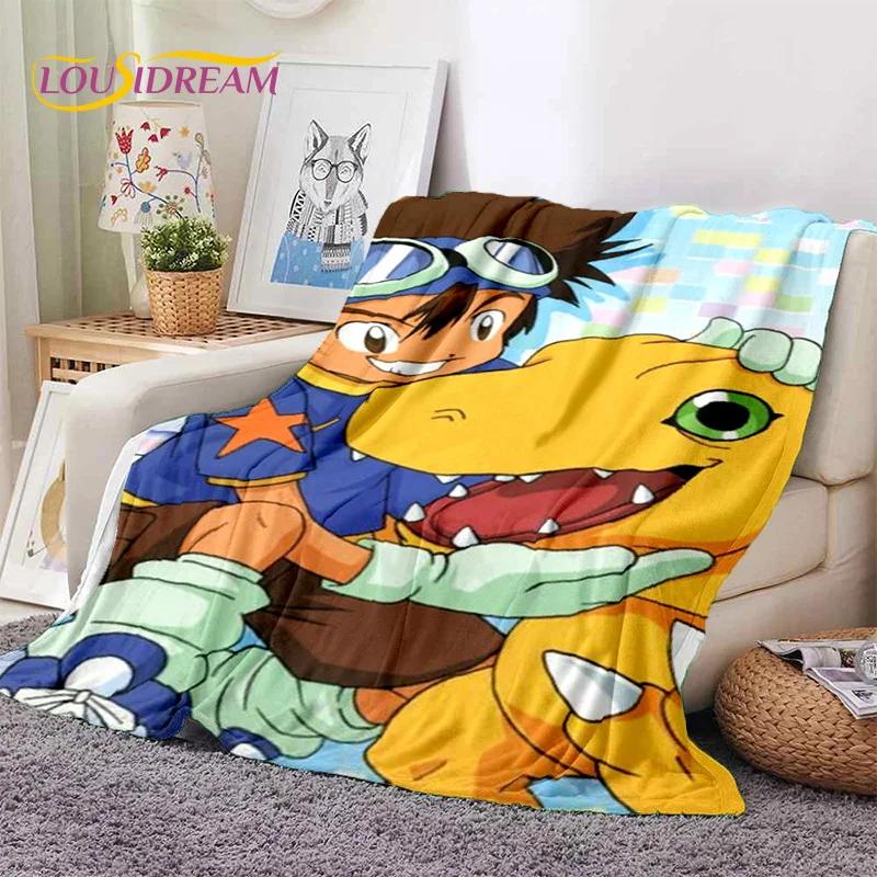 Мягкое фланелевое одеяло в стиле ретро Digimon Adventure Monster Cartoon для кроватей, диванов, пикников, плед для покрывала, детский подарок