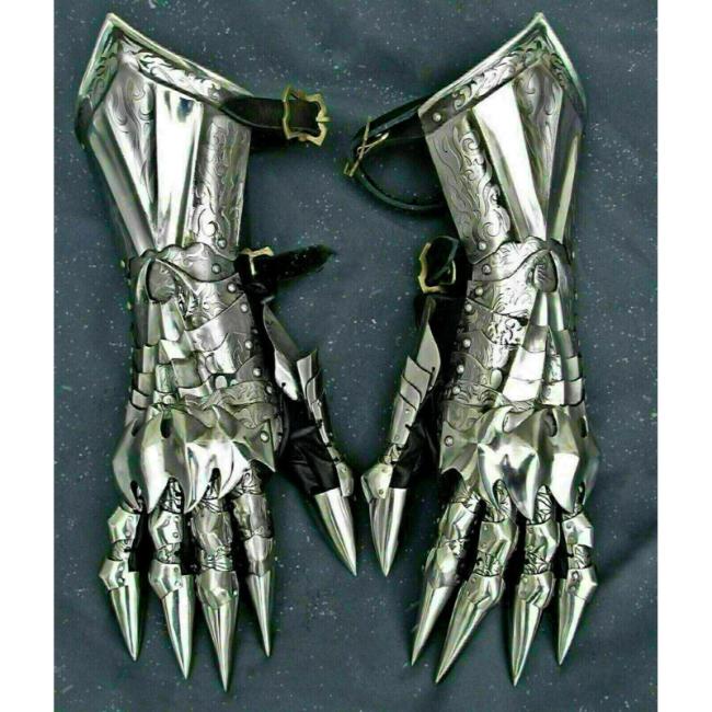 2 Design Gloves Medieval Armor Steel Gauntlet Gloves Knight Crusader Gauntlet Pair Accents Glove