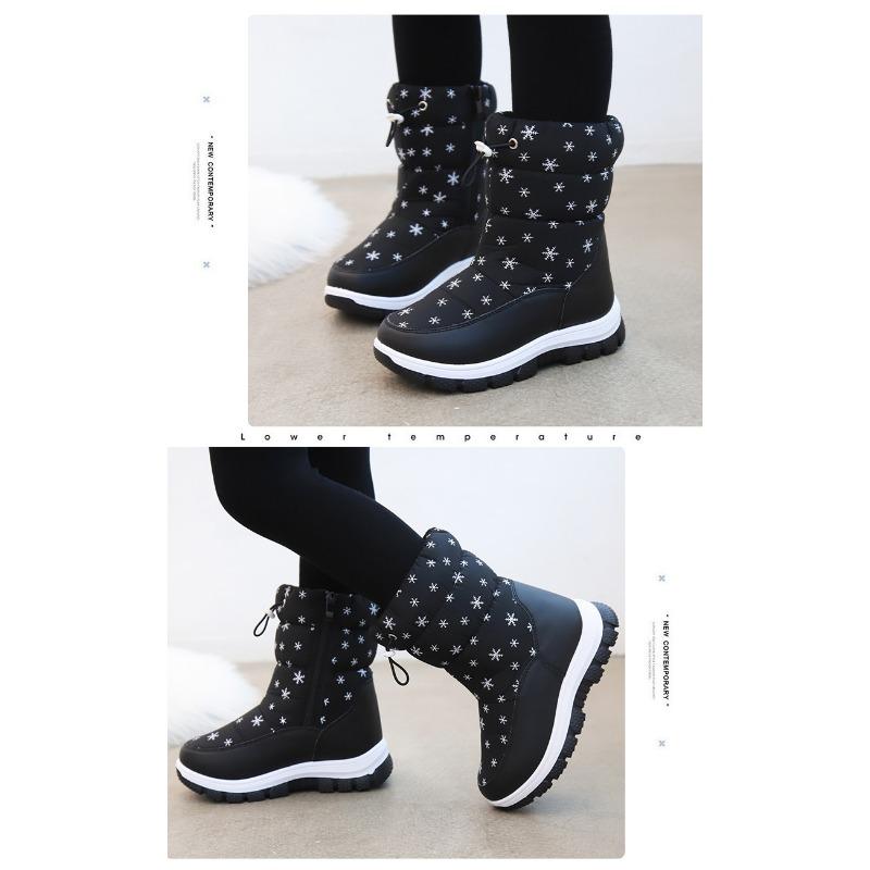 Модные универсальные новые детские зимние ботинки, высокие ботинки со снежинками, симпатичные хлопковые ботинки, повседневные теплые ботинки с мягкой подошвой