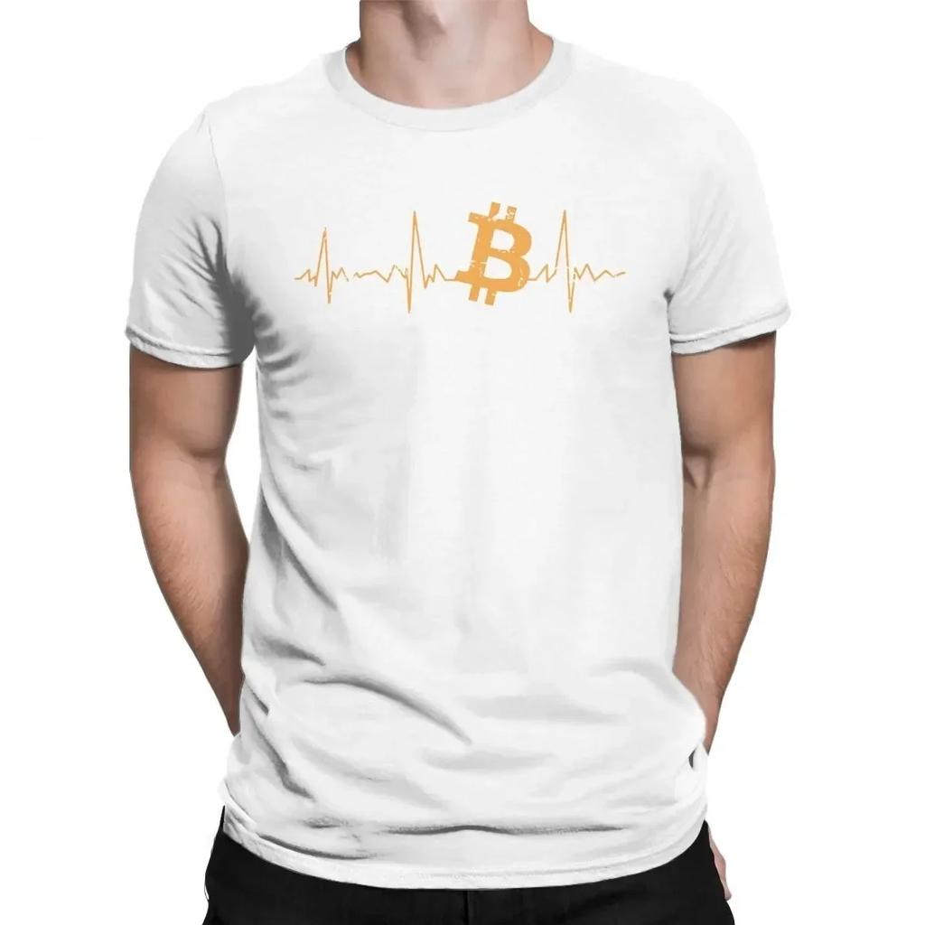 Men's Bitcoin Heartbeat Graphic T Shirts Cryptocurrency Pure Tops Awesome Crew Neck Tee Shirt for Men Camisas T-Shirts#Color