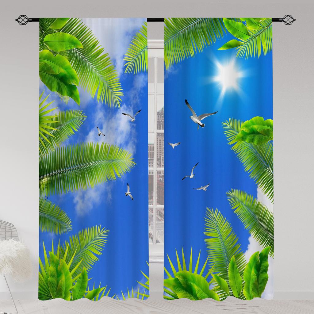 2 шт. Водопад птица журавль напечатанные шторы полиэстер люверс верхняя штора для офиса спальня гостиная природа пейзаж дом