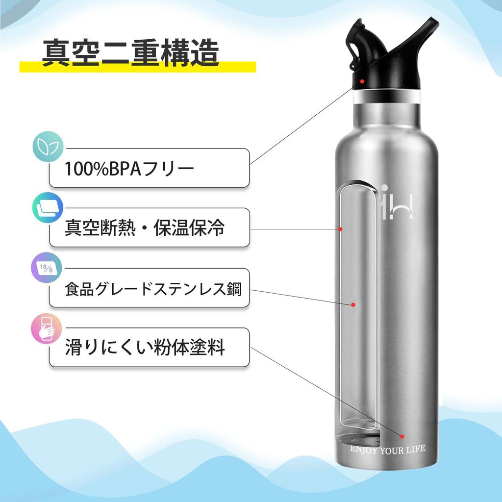 Термос для воды Вакуумный из нержавеющей стали Два типа прямого нагрева Холодный Совместим с утечкой Простота в обращении Одна бутылка для упражнений с водой [ASAKA], 750 мл,