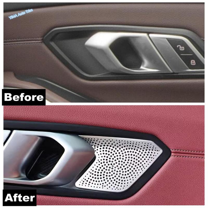 Stainless Steel Car Inner Handle Bowl Audio Tweeter Speaker Loudspeaker Cover Trim Accessories For BMW 3 Series G20 - 2024