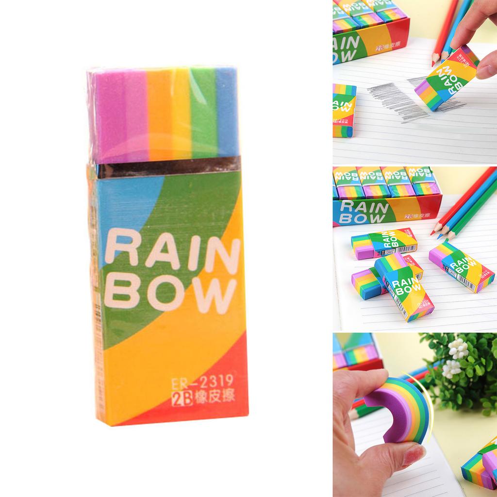 2B Eraser Rainbow Mini Eraser for Children Soft Eraser Soft School Eraser Set Excellent Clean Erasing for School Kid