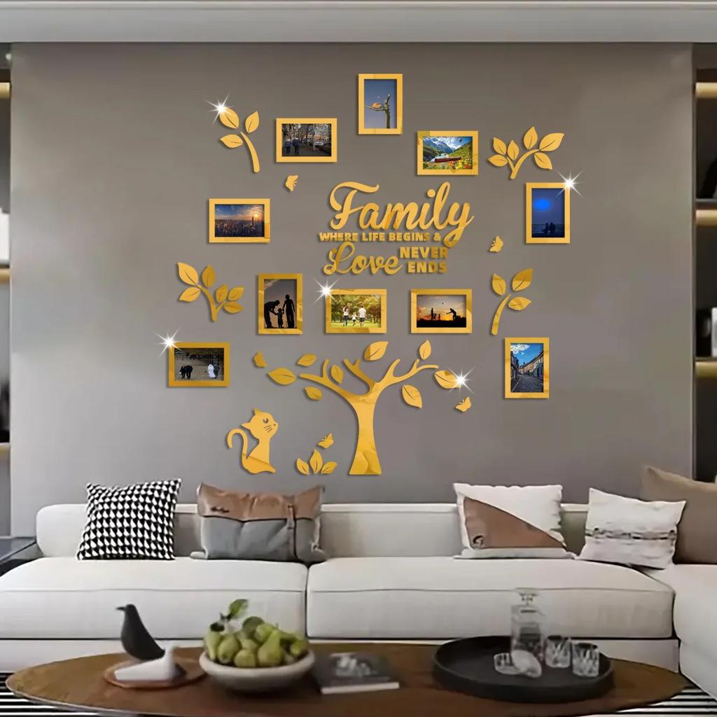 New DIY Family Picture Frame Tree Wall Stickers 3D Home Tree Wall Mirrors Photo Collage Picture Frame Stickers Home Decoration