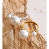 Yhpup 2025 Arrivals Simulated Pearls Zirconia Round Adjustable Open Ring Finger Stainless Steel Chic Trendy Jewelry Accessories