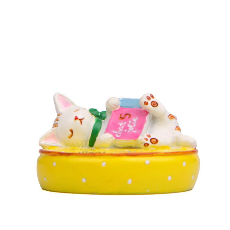 On Lying Cat A Cushion Reading A Book Resin Figurine For Living Decor Room