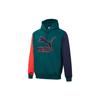 Winter Embroidered Logo Color Block Fleece-Lined Hooded Sweatshirt Men Tops Green 531276-88