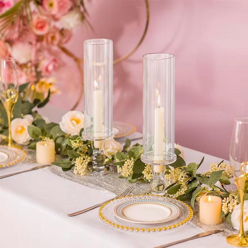 2 шт./набор подсвечников с крышками цилиндра стеклянный цилиндр в форме урагана прозрачный званый ужин вечеринка свадебные украшения