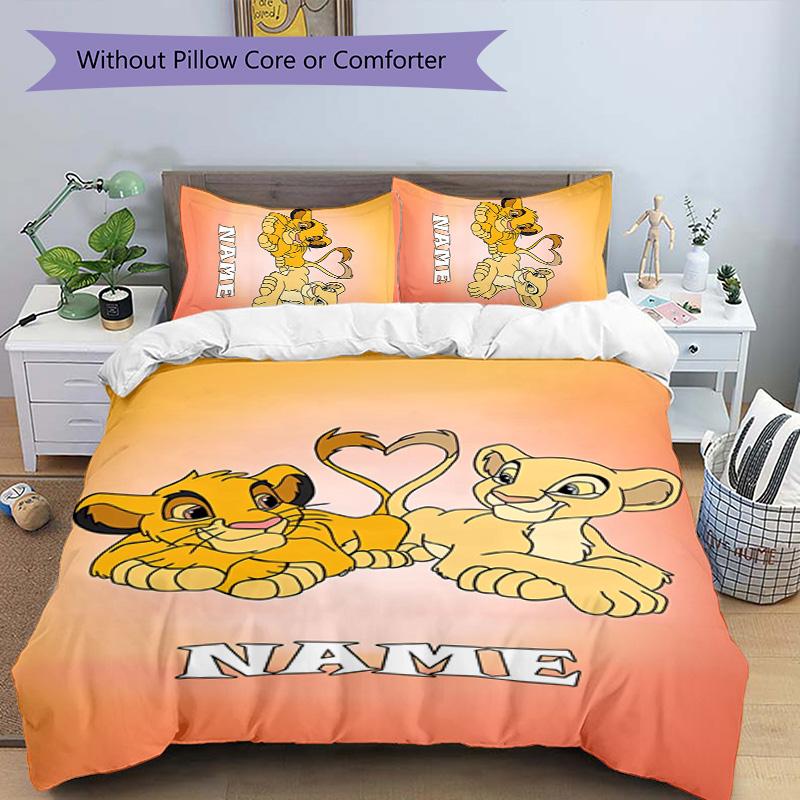 3pcs Lion King3 Cover Set - Personalized Name, HD Printed Bedding with 1 Cover and 2 Pillowcases - Perfect for Home Decor, Easy Care