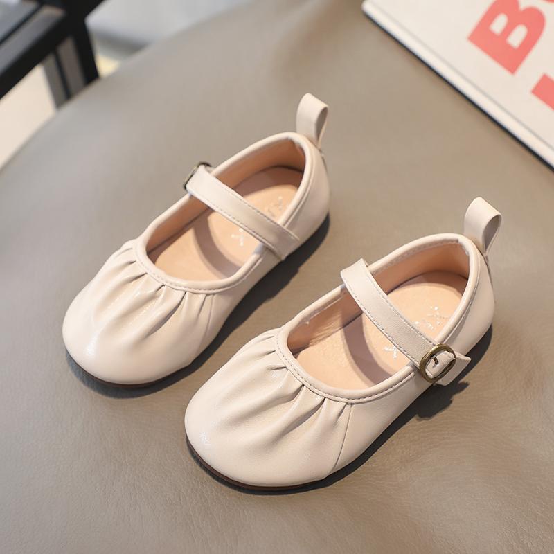 2024 New Girls Flats Versatile Soft Breatheable Simple Pleated Non-slip Children Fashion Casual Moccasin Shoes Drop Shipping PU