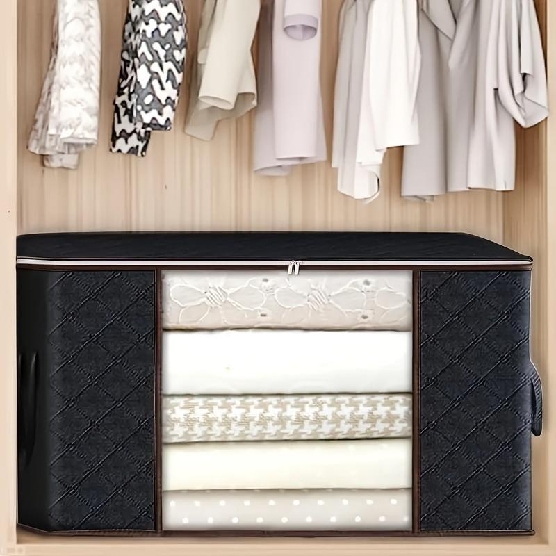 1/3PCS Thickened Non-Woven Foldable Storage Bag With Clear Window Space-Saving Design For Clothes Bedding Seasonal Items Quilts